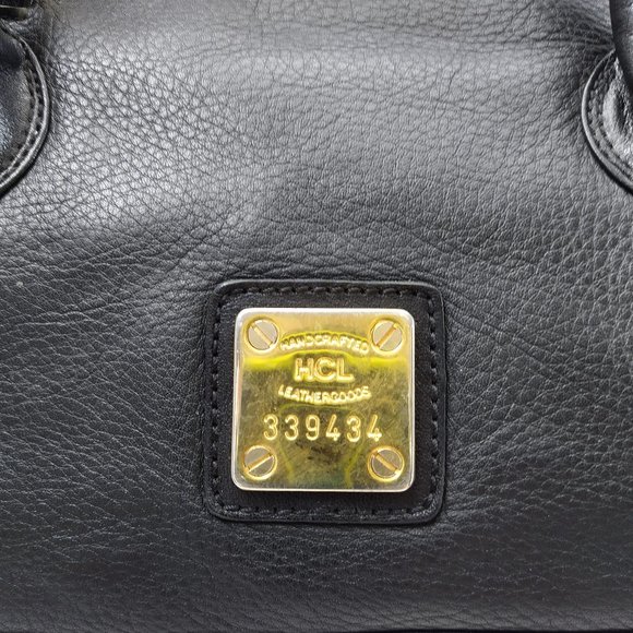 HCL Black Leather Zipper Closure Satchel Shoulder Bag - Vintage -Made in Germany - Picture 3 of 16